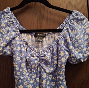 Floral Blue and Yellow Dress In Size XS